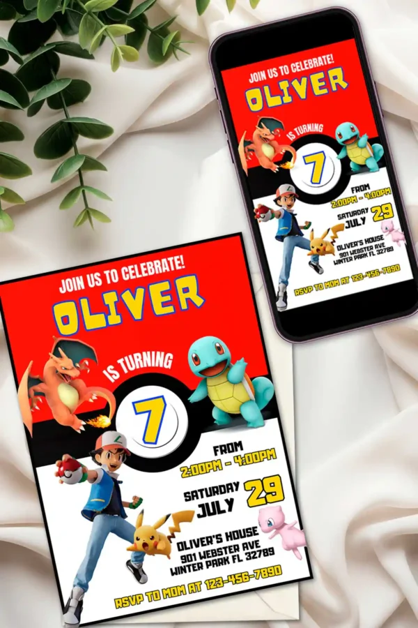 Pokemon Birthday Invitation