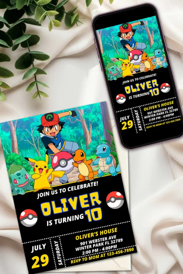 Pokemon Birthday Invite