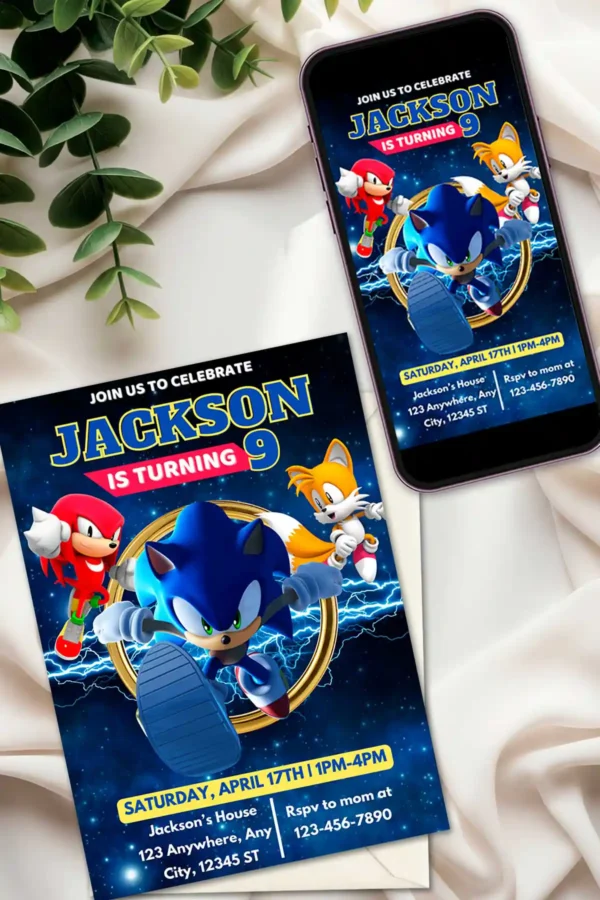 Sonic The Hedgehog Birthday Invitation