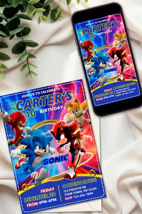 Sonic The Hedgehog 3 Birthday Invitation