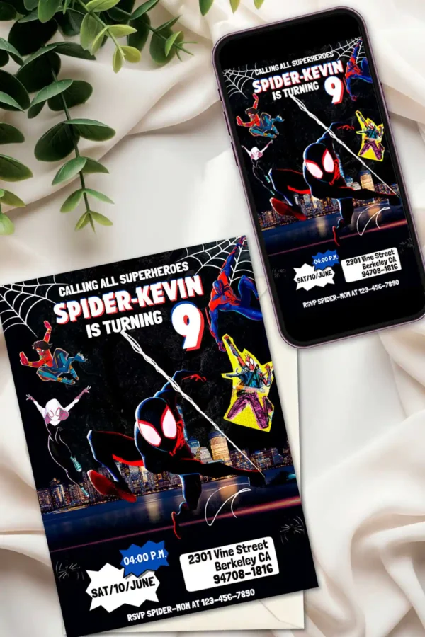 Spiderman Miles Morales Birthday Invitation