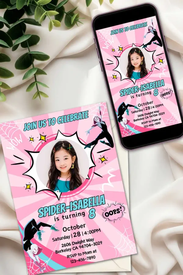 Spider-Woman Birthday Invitation
