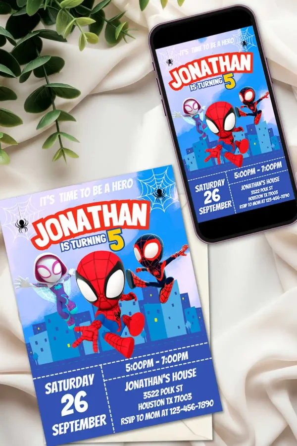 Spidey And His Amazing Friends Birthday Invitation