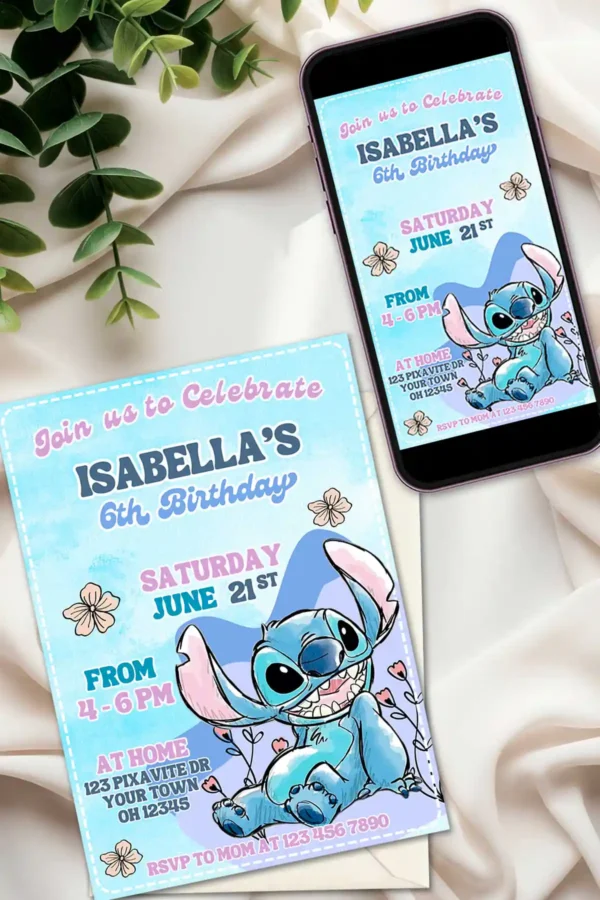 Stitch Birthday Invitation