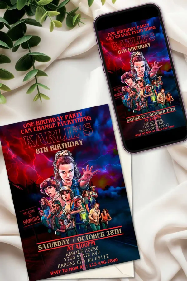 Stranger Things Birthday Invitation