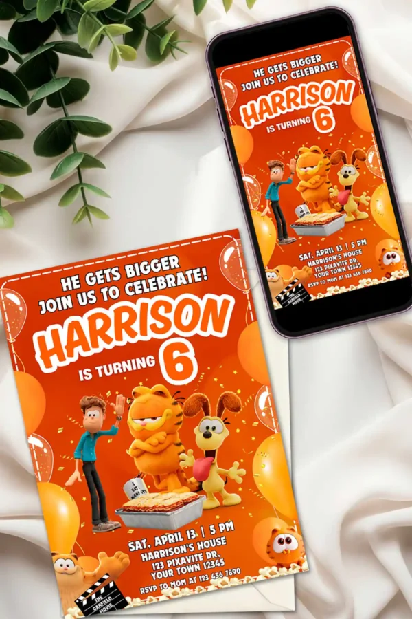 The Garfield Movie Birthday Invitation