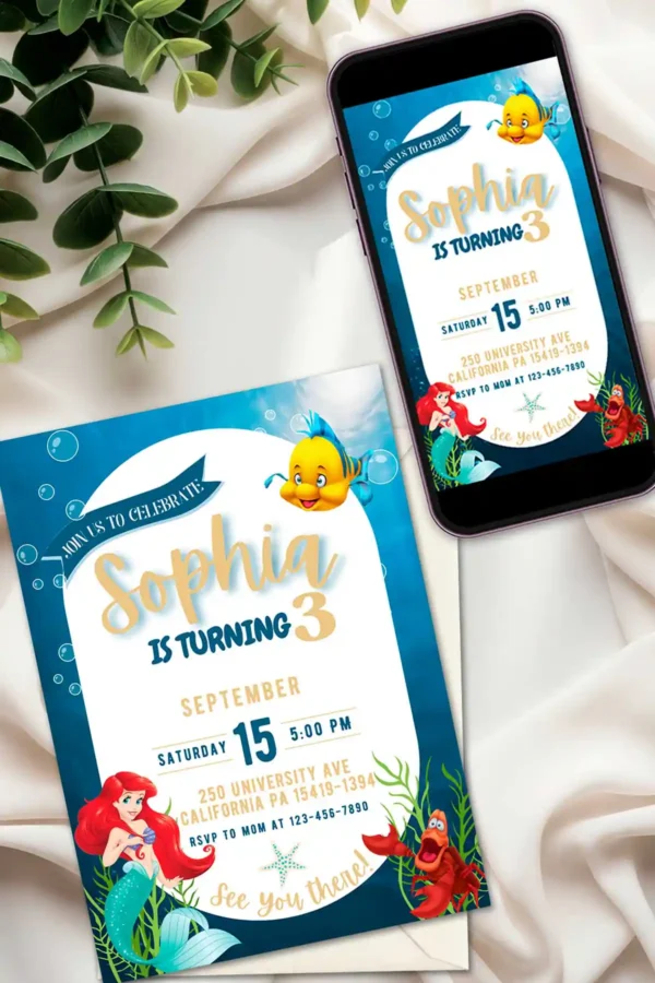 The Little Mermaid Birthday Invitation
