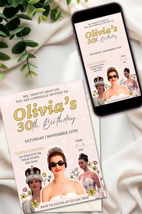 The Princess Diaries Birthday Invitation