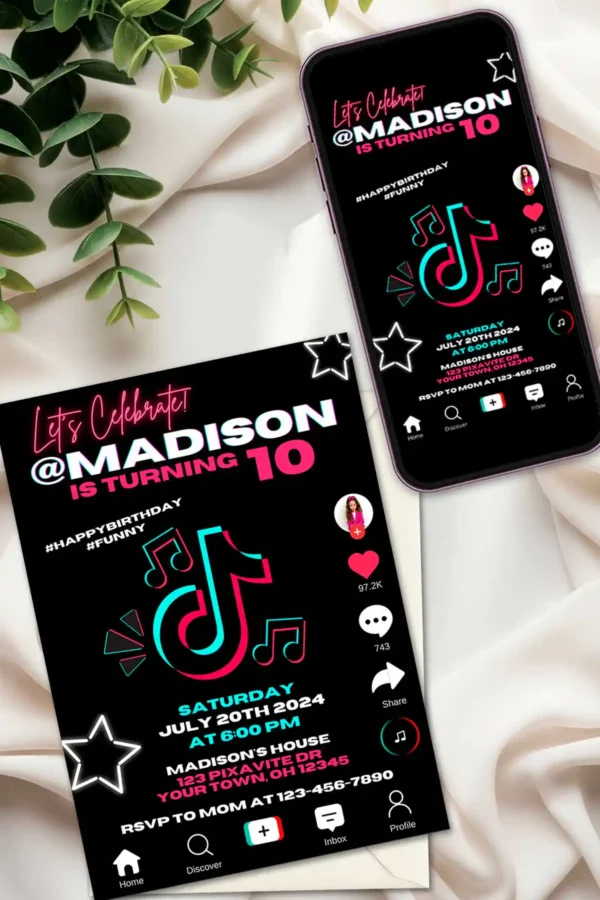 Tiktok Birthday Invitation