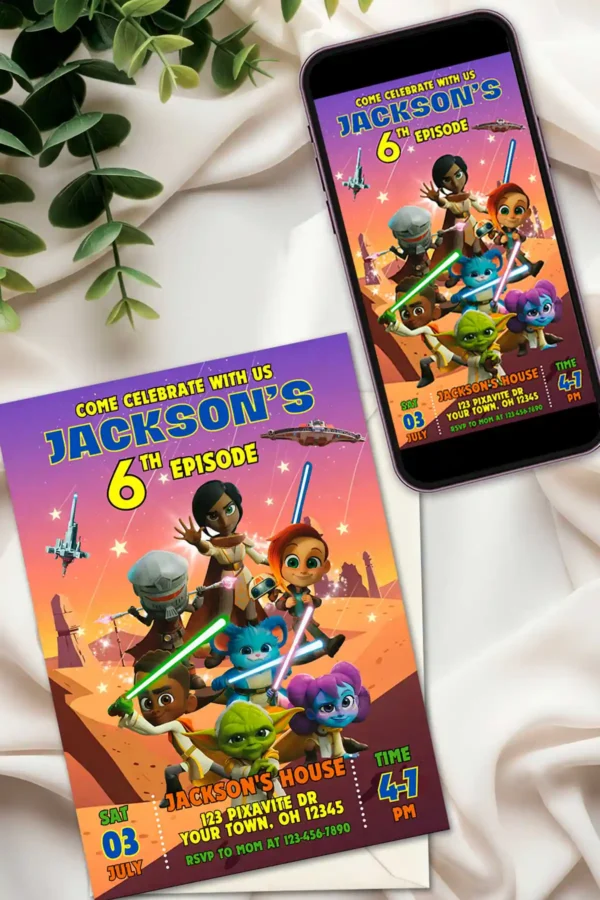 Star Wars Young Jedi Adventures Birthday Invitation