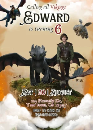 How to Train your Dragon 2025 Birthday Invitation