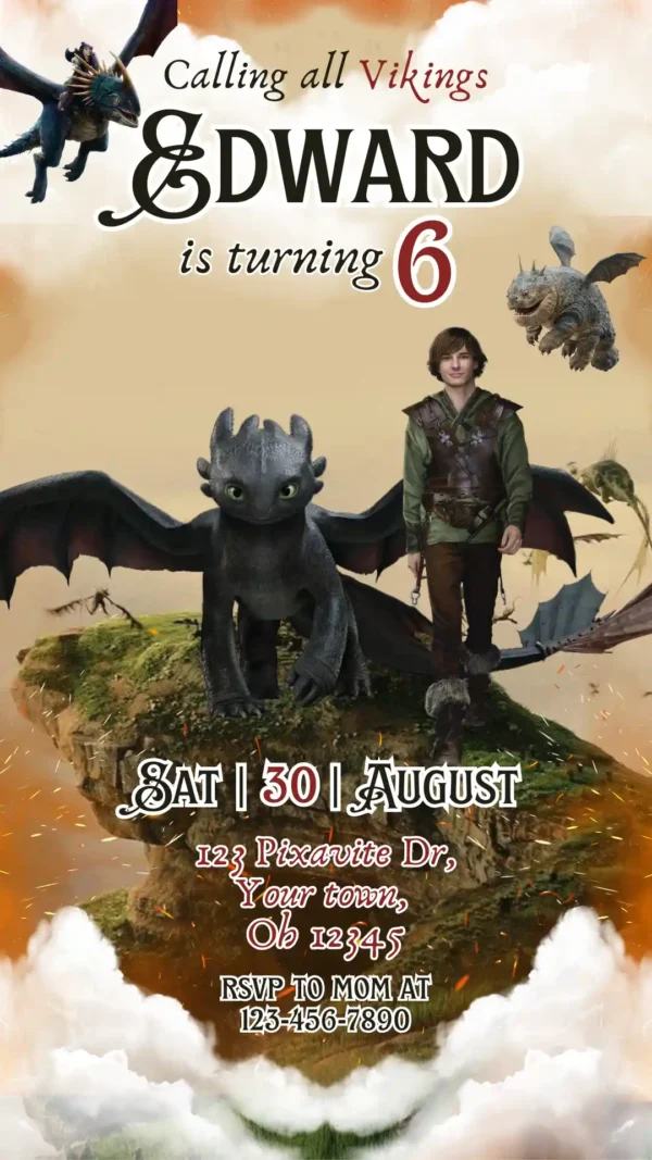 How to Train your Dragon 2025 Birthday Invitation
