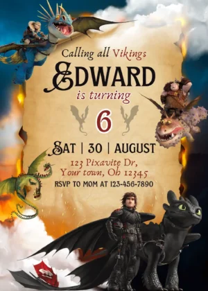 How to Train your Dragon Birthday Invitation