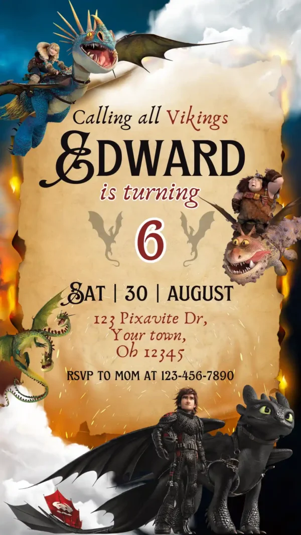 How to Train your Dragon Birthday Invitation