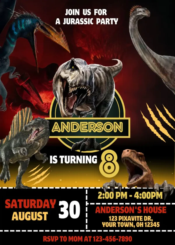 Jurassic World Rebirth Birthday Invitation