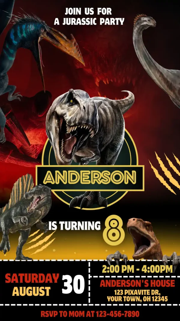Jurassic World Rebirth Birthday Invitation