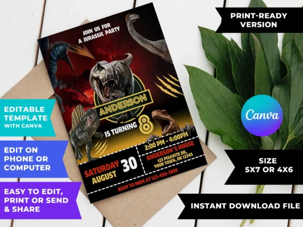 Jurassic World Rebirth Birthday Invitation