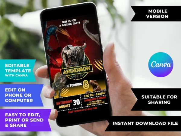 Jurassic World Rebirth Birthday Invitation