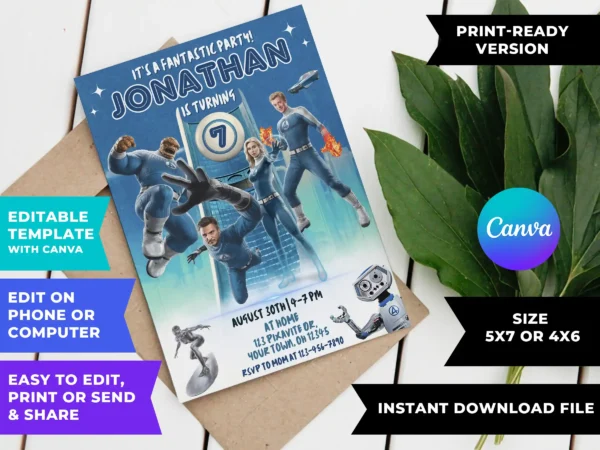 The Fantastic Four Birthday Invitation