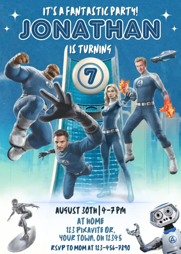 The Fantastic Four Birthday Invitation