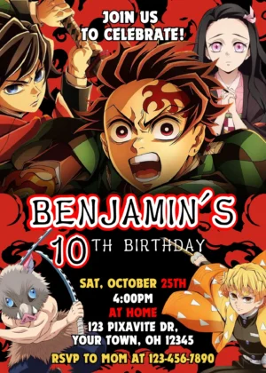 Demon Slayer Birthday Invitation