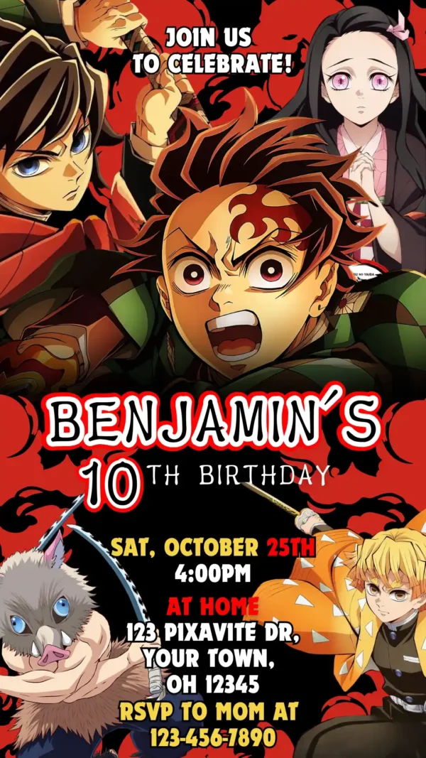 Demon Slayer Birthday Invitation