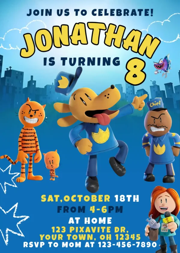 Dog Man Birthday Invitation