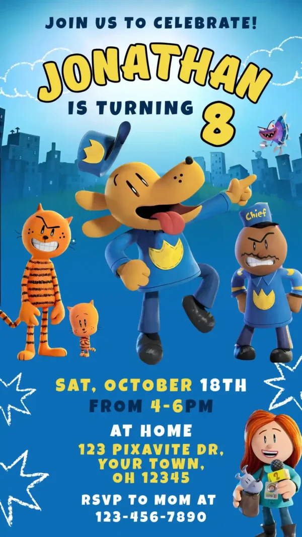 Dog Man Birthday Invitation