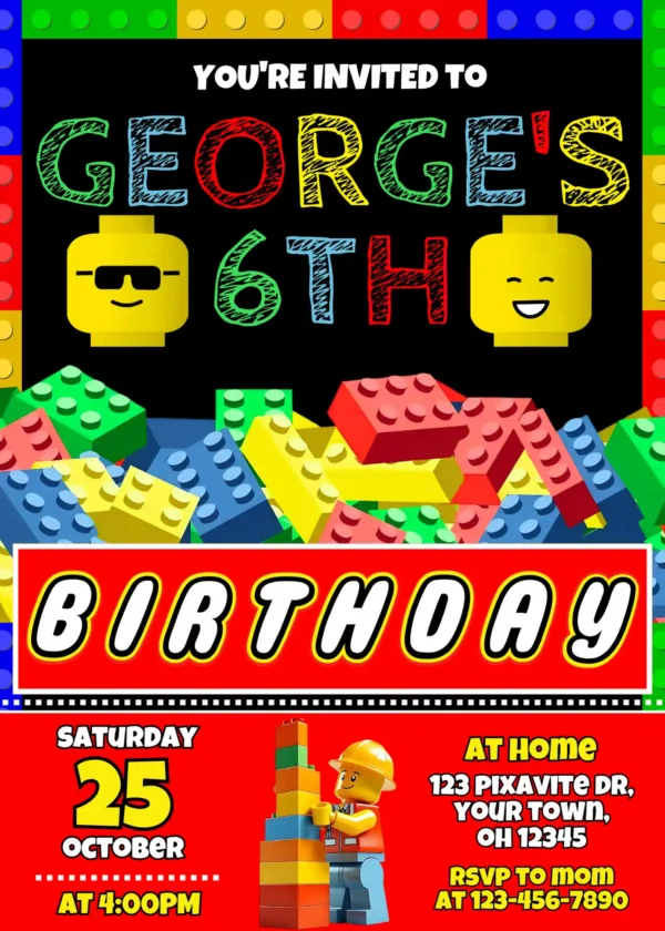 Lego Birthday Invitation