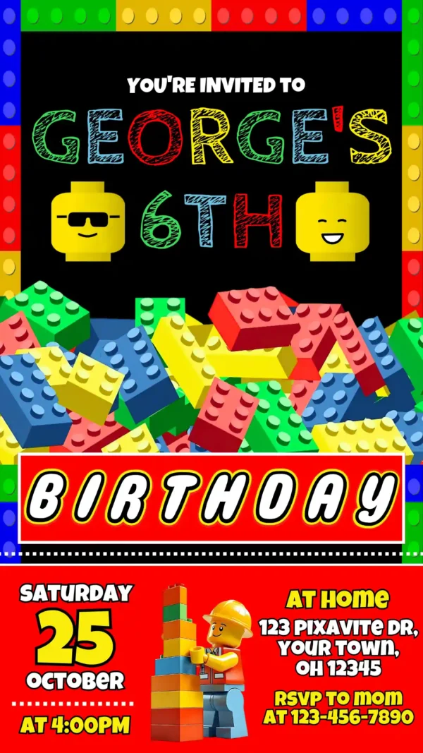 Lego Birthday Invitation