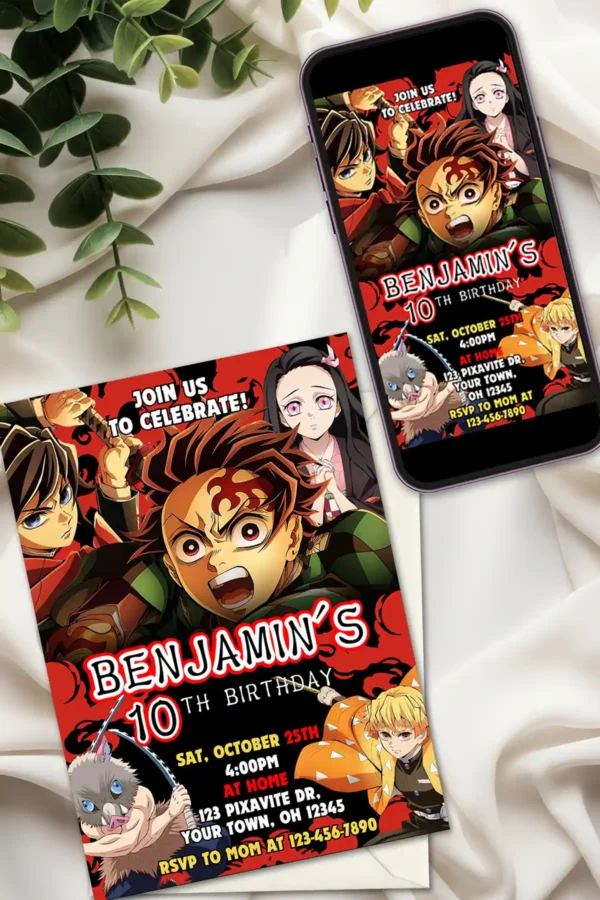 Demon Slayer Birthday Invitation