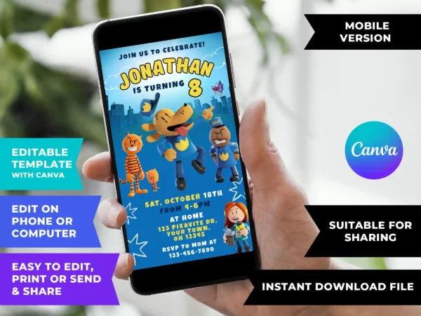 Dog Man Birthday Invitation