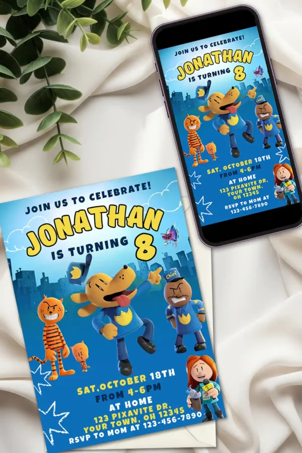Dog Man Birthday Invitation