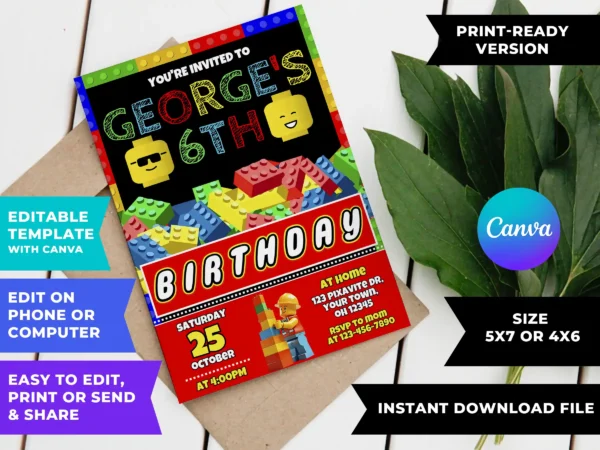 Lego Birthday Invitation