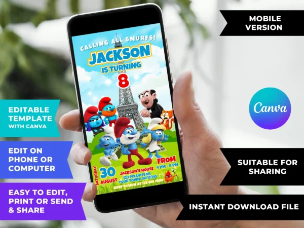 The Smurfs 2025 Birthday Invitation