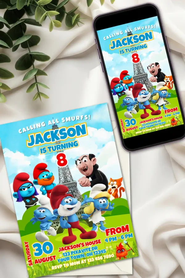 The Smurfs 2025 Birthday Invitation