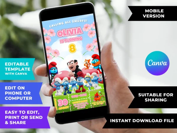 The Smurfs 2025 Birthday Invite