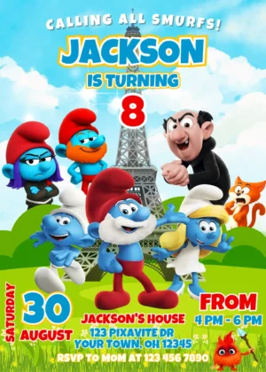 The Smurfs 2025 Birthday Invitation
