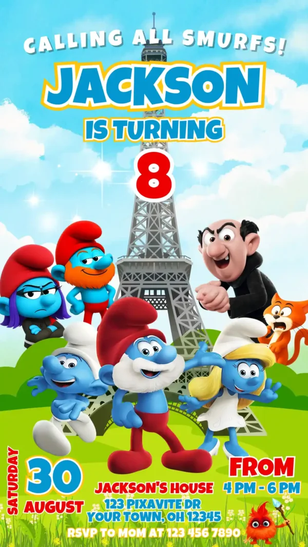 The Smurfs 2025 Birthday Invitation