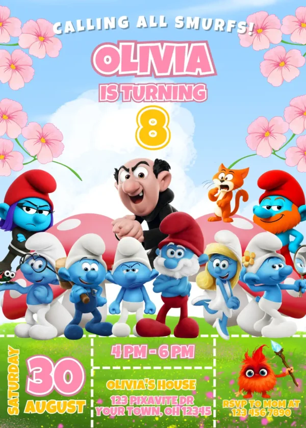 The Smurfs 2025 Birthday Invite