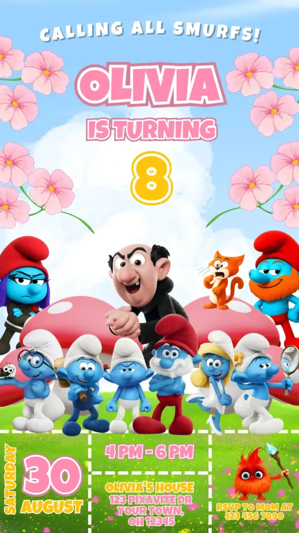 The Smurfs 2025 Birthday Invite