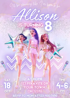 Huntrix Kpop Demon Hunters Birthday Invite