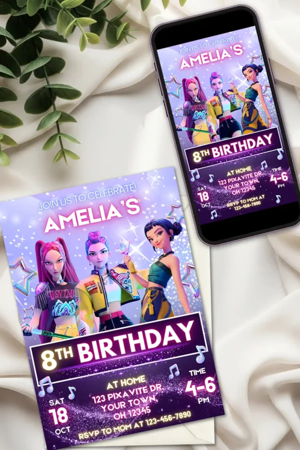 Kpop Demon Hunters Birthday Invitation