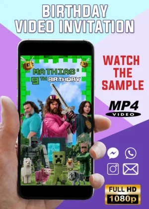 Minecraft Movie Birthday Video Invitation