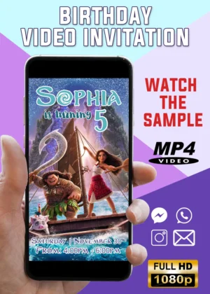 Moana 2 Birthday Video Invitation