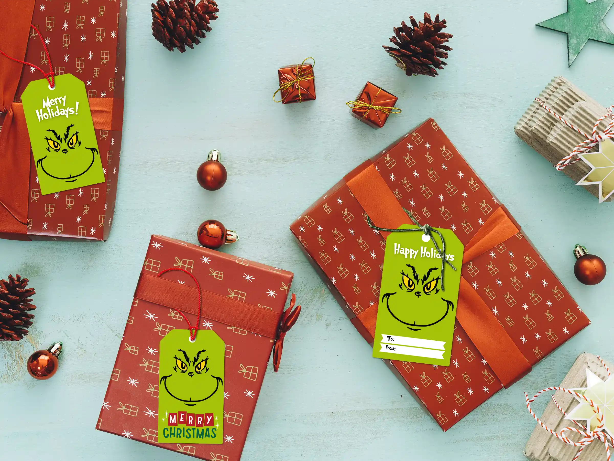 mockup the grinch christmas gift tags 2 4 The Grinch Christmas Gift Tags