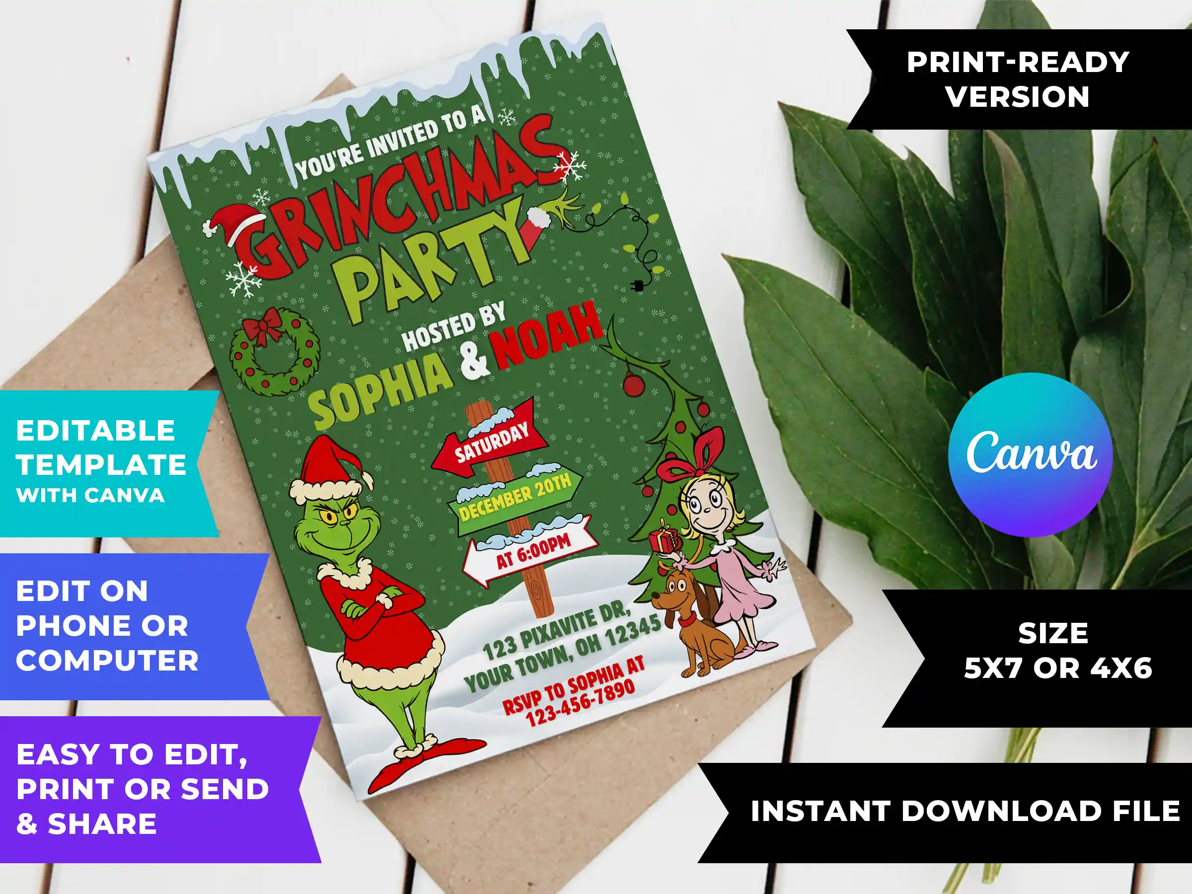 mockup the grinch christmas party invite 2 1 The Grinch Christmas Party Invite