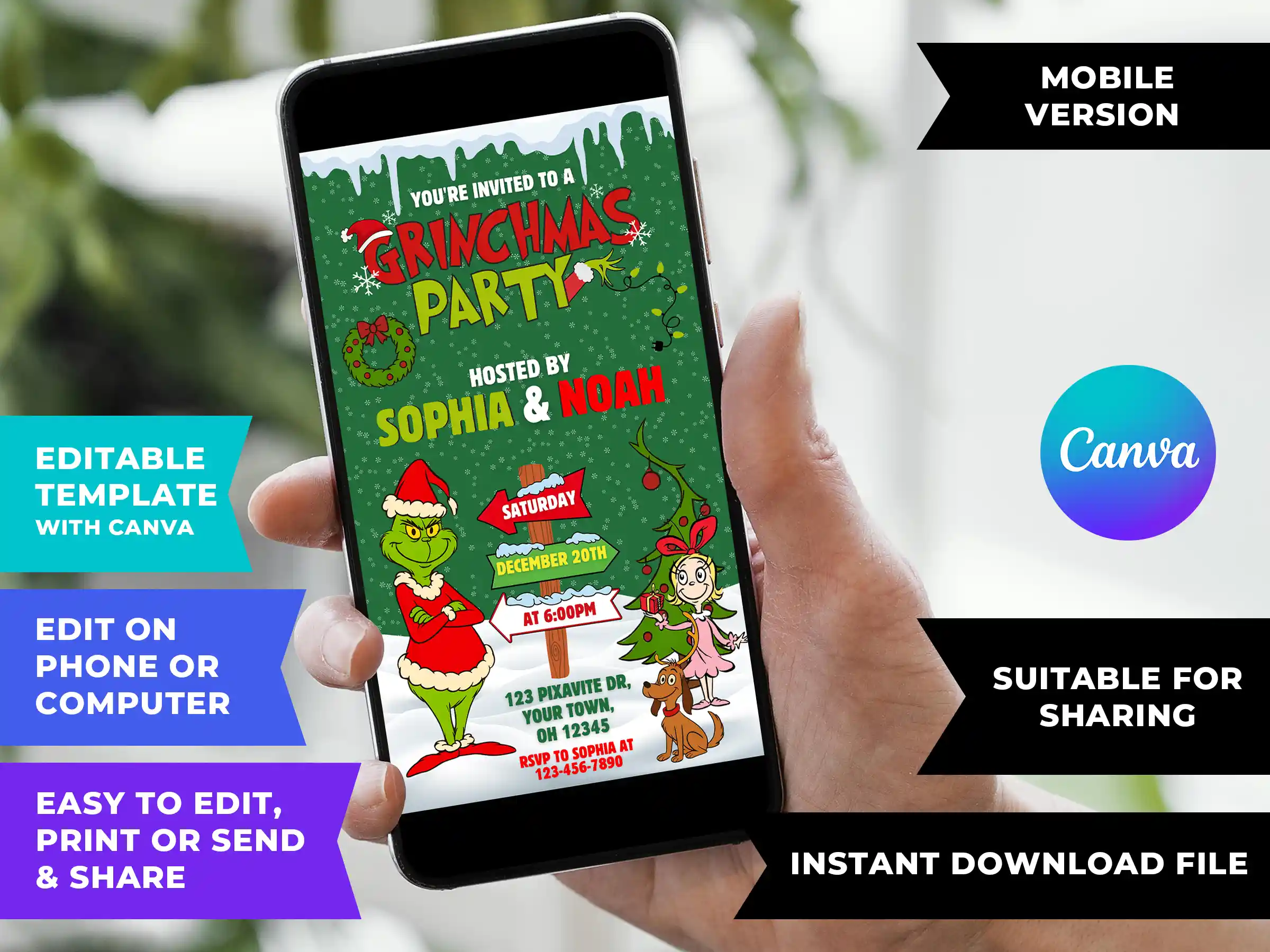 mockup the grinch christmas party invite 2 2 The Grinch Christmas Party Invite
