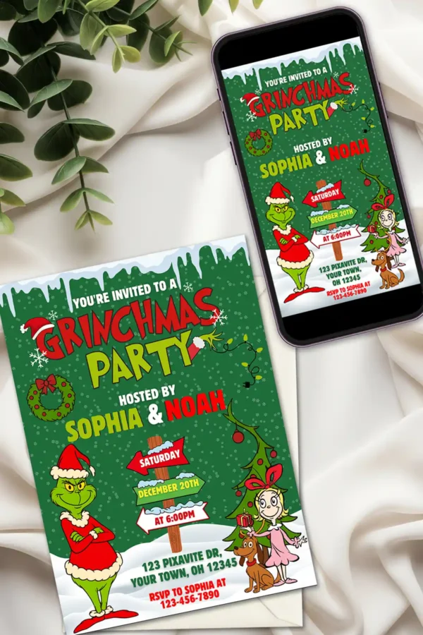 mockup the grinch christmas party invite 2 3 The Grinch Christmas Party Invite