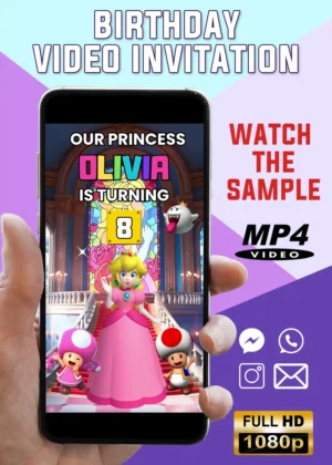 Princess Peach Birthday Video Invitation